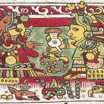 「チョコレートを飲むミシュテカの王たち」。メキシコの写本から