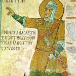 聖ルカ修道院のフレスコ画。描かれているのはヨシュアだというが、服装は10から12世紀のビザンツの歩兵隊のもの（wikipediaより）