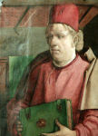 15世紀のヘントのユストゥス（ヨース・ファン・ワッセンホフ）とペドロ・ベルゲーテによる、アーバノのピエトロの肖像。著名人を描く連作の一つとか。